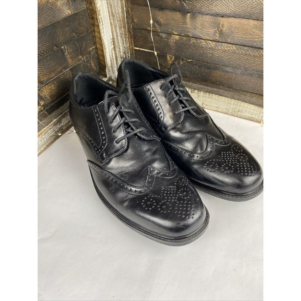 Croft & Barrow Mens Size 11 M Black Lace Up Wingtip Dress Shoes 131796